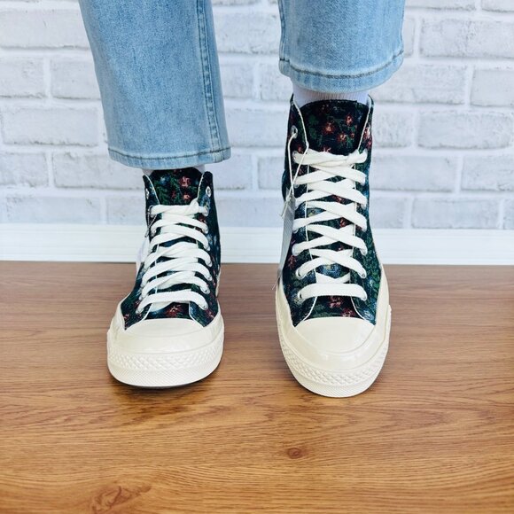 ⭐Converse Chuck 70 Hi Floral Tapestry Sz 8.5 Women's Shoes Sneaker Black A11990C - Picture 4 of 12